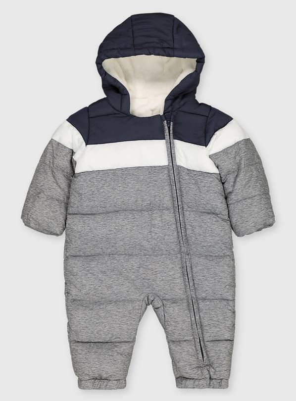 Buy Grey Colour Block Hooded Snowsuit 1218 months Coats and jackets Argos